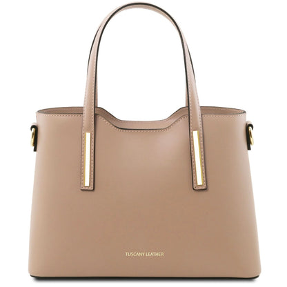 The Tropical Duchess Tuscany Leather  TL BAG OLIMPIA TL141521 Leather Tote - Small Size  in Light Taupe