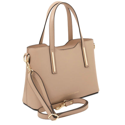 The Tropical Duchess Tuscany Leather  TL BAG OLIMPIA TL141521 Leather Tote - Small Size  in Light Taupe