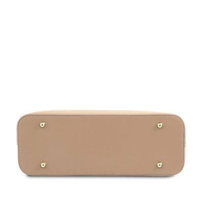 The Tropical Duchess Tuscany Leather  TL BAG OLIMPIA TL141521 Leather Tote - Small Size  in Light Taupe