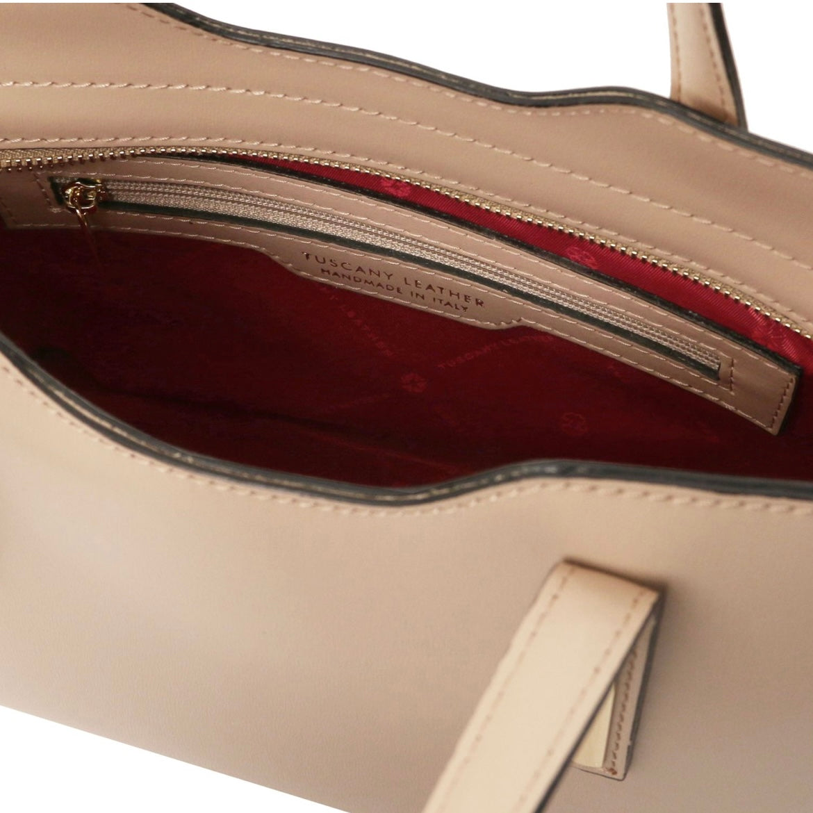 The Tropical Duchess Tuscany Leather  TL BAG OLIMPIA TL141521 Leather Tote - Small Size  in Light Taupe