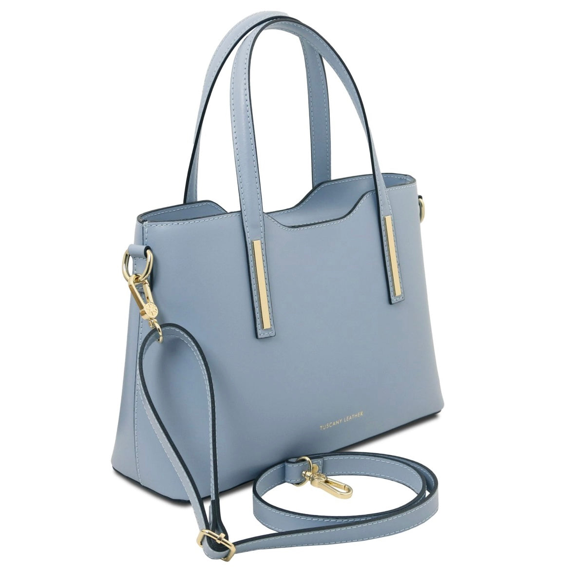 The Tropical Duchess Tuscany Leather  TL BAG OLIMPIA TL141521 Leather Tote - Small Size  in Light Blue