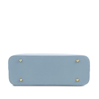 The Tropical Duchess Tuscany Leather  TL BAG OLIMPIA TL141521 Leather Tote - Small Size  in Light Blue