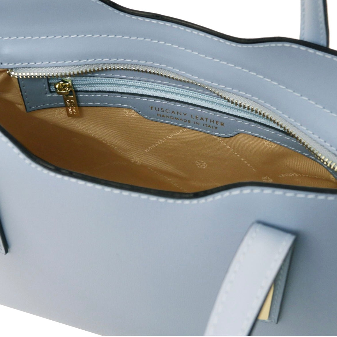 The Tropical Duchess Tuscany Leather  TL BAG OLIMPIA TL141521 Leather Tote - Small Size  in Light Blue