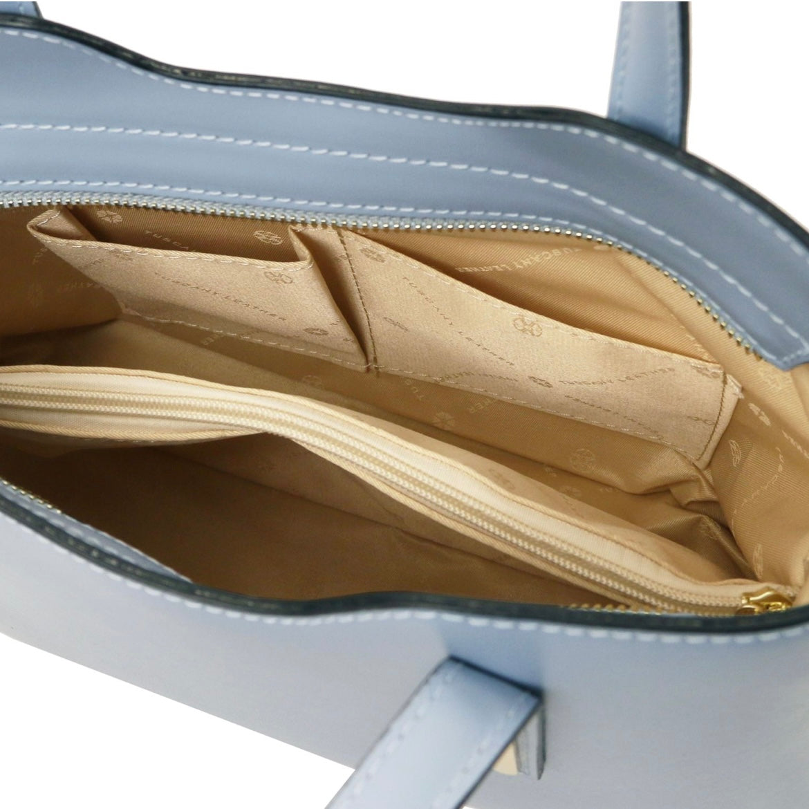 The Tropical Duchess Tuscany Leather  TL BAG OLIMPIA TL141521 Leather Tote - Small Size  in Light Blue