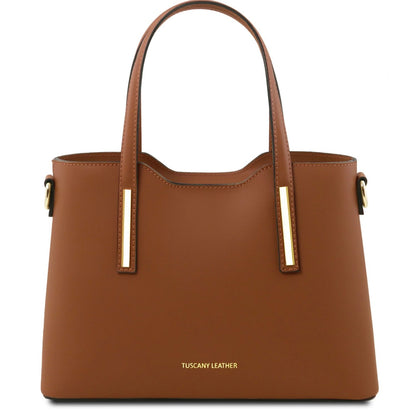 The Tropical Duchess Tuscany Leather  TL BAG OLIMPIA TL141521 Leather Tote - Small Size  in Cognac