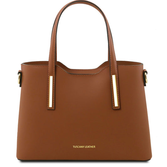 The Tropical Duchess Tuscany Leather  TL BAG OLIMPIA TL141521 Leather Tote - Small Size  in Cognac