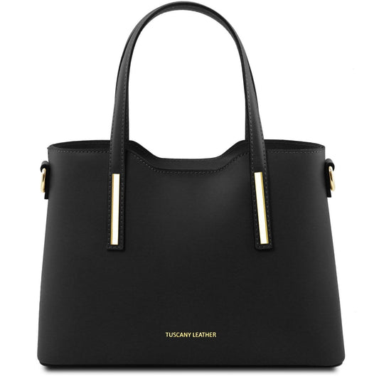 The Tropical Duchess Tuscany Leather  TL BAG OLIMPIA TL141521 Leather Tote - Small Size  in Black
