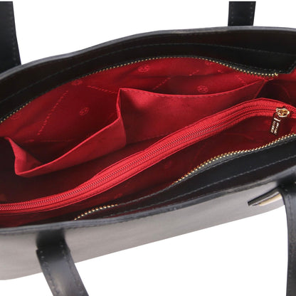 The Tropical Duchess Tuscany Leather  TL BAG OLIMPIA TL141521 Leather Tote - Small Size  in Black