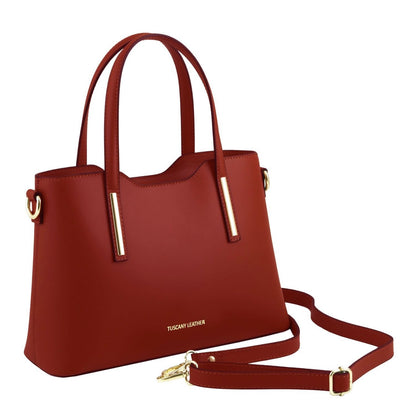 The Tropical Duchess Tuscany Leather  TL BAG OLIMPIA TL141521 Leather Tote - Small Size  in Red