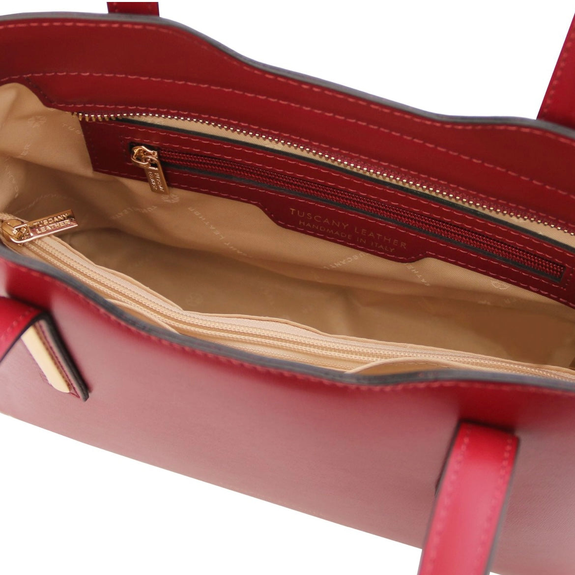 The Tropical Duchess Tuscany Leather  TL BAG OLIMPIA TL141521 Leather Tote - Small Size  in Red