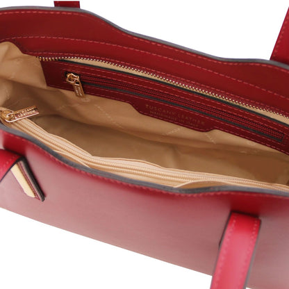 The Tropical Duchess Tuscany Leather  TL BAG OLIMPIA TL141521 Leather Tote - Small Size  in Red