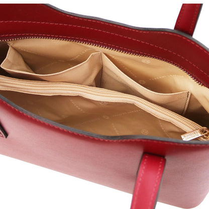 The Tropical Duchess Tuscany Leather  TL BAG OLIMPIA TL141521 Leather Tote - Small Size  in Red