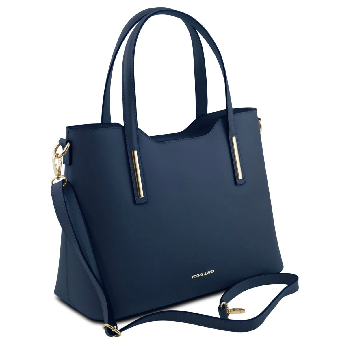The Tropical Duchess Tuscany Leather  TL BAG OLIMPIA TL141412 Leather Tote in Dark Blue