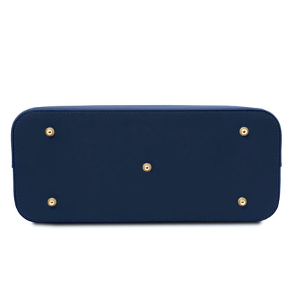 The Tropical Duchess Tuscany Leather  TL BAG OLIMPIA TL141412 Leather Tote in Dark Blue
