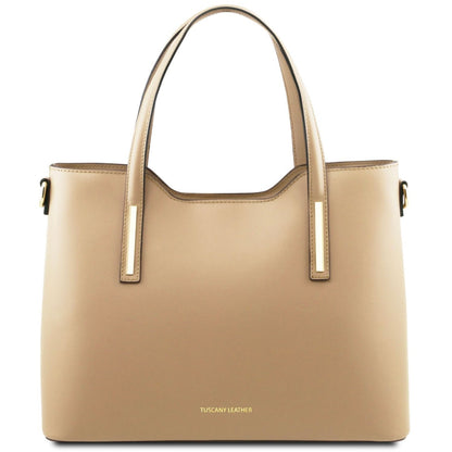 The Tropical Duchess Tuscany Leather  TL BAG OLIMPIA TL141412 Leather Tote in Champagne