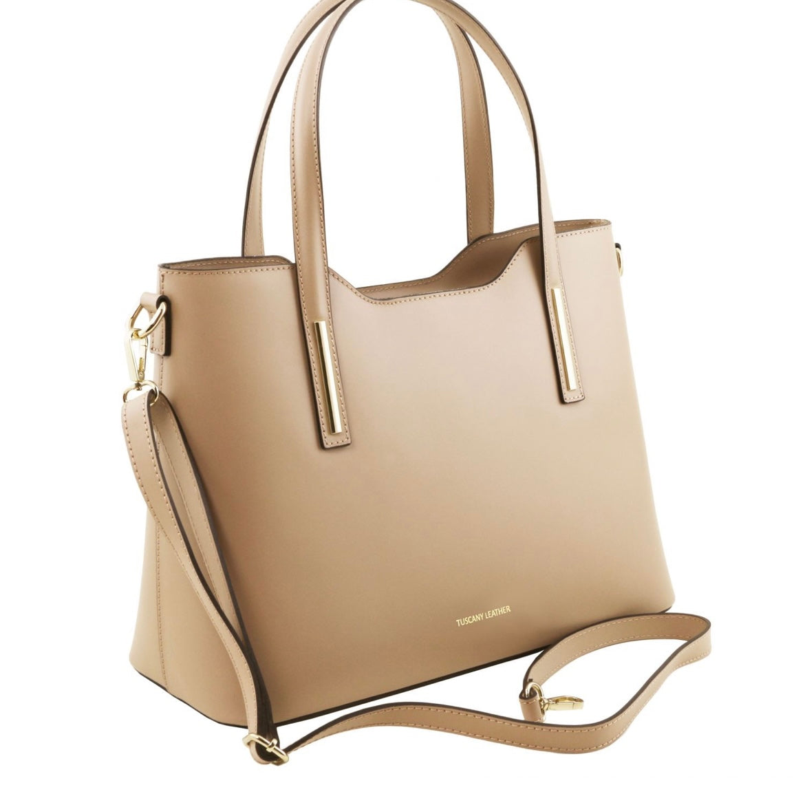 The Tropical Duchess Tuscany Leather  TL BAG OLIMPIA TL141412 Leather Tote in Champagne