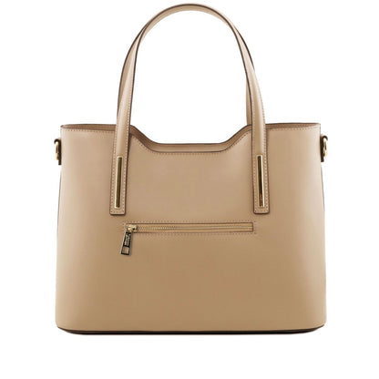 The Tropical Duchess Tuscany Leather  TL BAG OLIMPIA TL141412 Leather Tote in Champagne