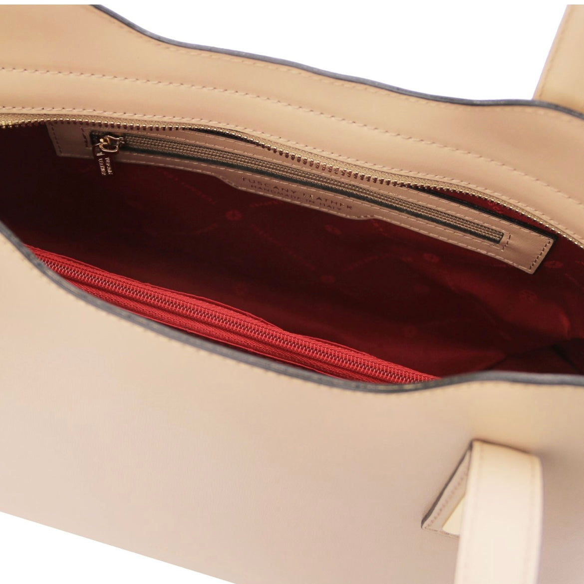 The Tropical Duchess Tuscany Leather  TL BAG OLIMPIA TL141412 Leather Tote in Champagne