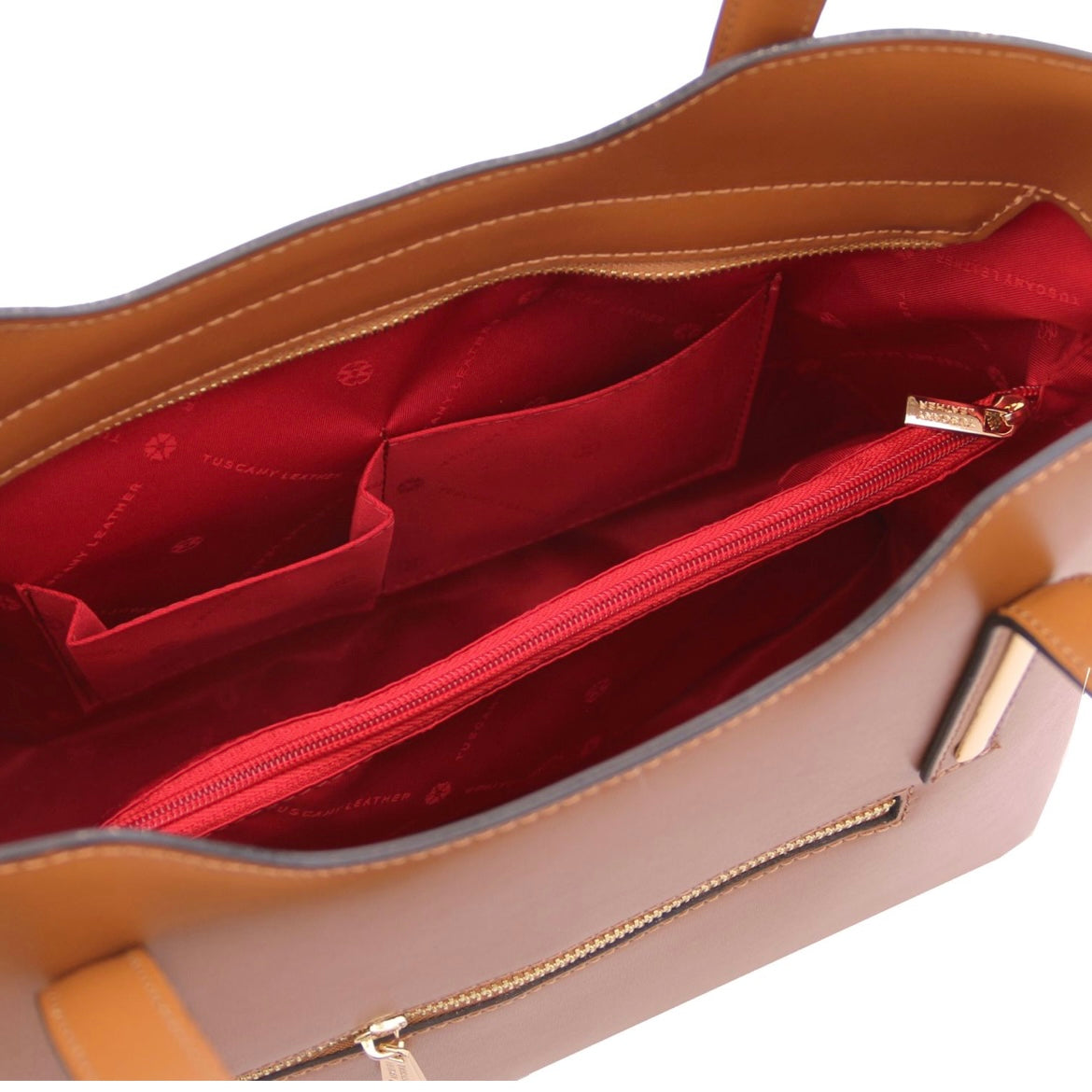 The Tropical Duchess Tuscany Leather  TL BAG OLIMPIA TL141412 Leather Tote in Cognac