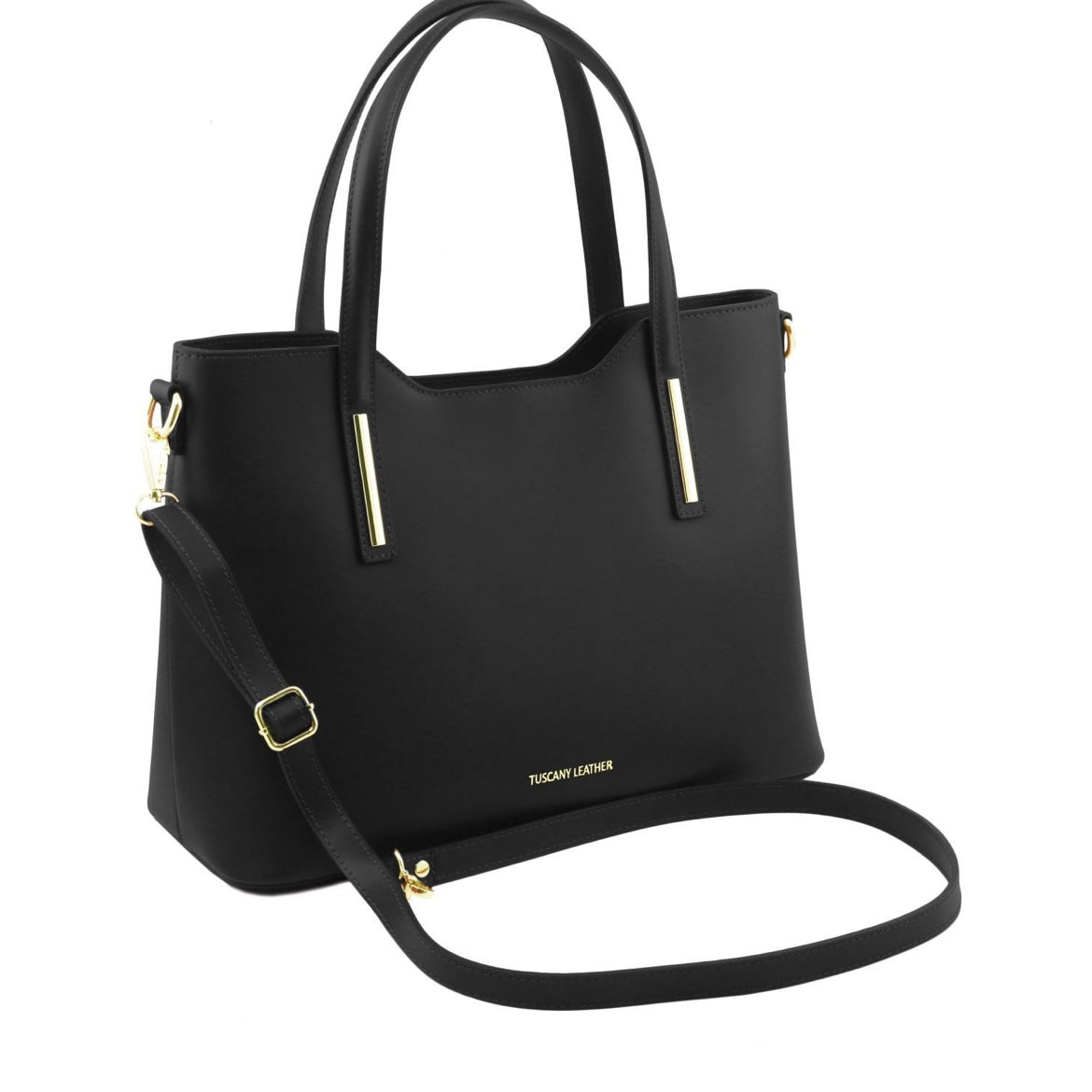 The Tropical Duchess Tuscany Leather  TL BAG OLIMPIA TL141412 Leather Tote in Black