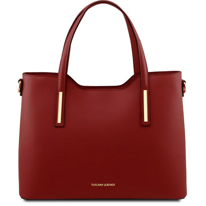 The Tropical Duchess Tuscany Leather  TL BAG OLIMPIA TL141412 Leather Tote in Red