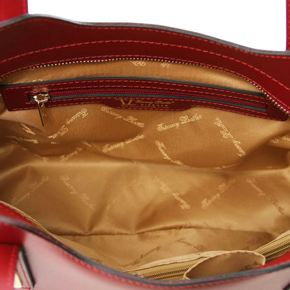 The Tropical Duchess Tuscany Leather  TL BAG OLIMPIA TL141412 Leather Tote in Red