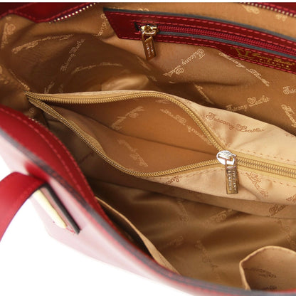 The Tropical Duchess Tuscany Leather  TL BAG OLIMPIA TL141412 Leather Tote in Red
