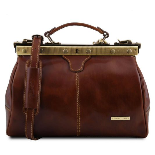 The Tropical Duchess Tuscany Leather  TL BAG MICHELANGELO TL10038 Doctor Gladstone Leather bag  in Brown