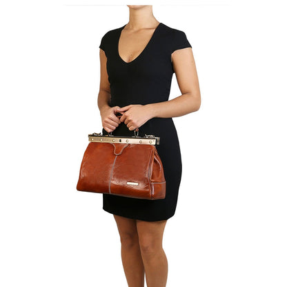 The Tropical Duchess Tuscany Leather  TL BAG MICHELANGELO TL10038 Doctor Gladstone Leather bag  in Brown