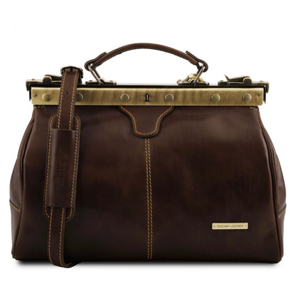 The Tropical Duchess Tuscany Leather  TL BAG MICHELANGELO TL10038 Doctor Gladstone Leather bag  in Dark Brown m