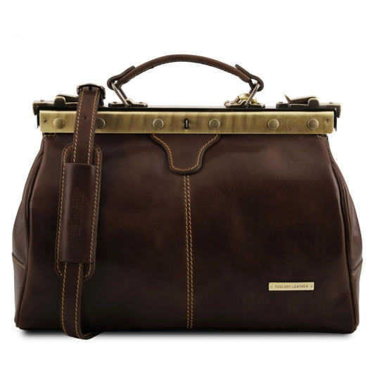 The Tropical Duchess Tuscany Leather  TL BAG MICHELANGELO TL10038 Doctor Gladstone Leather bag  in Dark Brown m