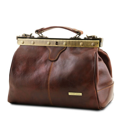 The Tropical Duchess Tuscany Leather  TL BAG MICHELANGELO TL10038 Doctor Gladstone Leather bag  in Dark Brown m