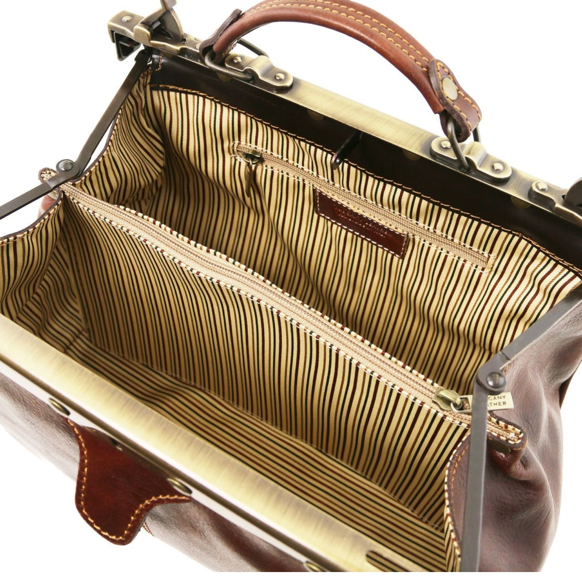 The Tropical Duchess Tuscany Leather  TL BAG MICHELANGELO TL10038 Doctor Gladstone Leather bag  in Dark Brown m