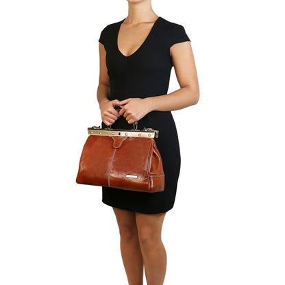 The Tropical Duchess Tuscany Leather  TL BAG MICHELANGELO TL10038 Doctor Gladstone Leather bag  in Dark Brown m