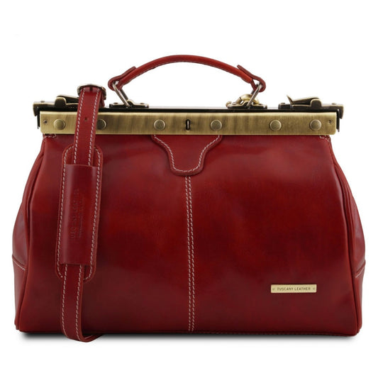 The Tropical Duchess Tuscany Leather  TL BAG MICHELANGELO TL10038 Doctor Gladstone Leather bag  in Red