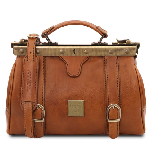 The Tropical Duchess Tuscany Leather  TL BAG MONALISA TL10034 Doctor Gladstone Leather bag With Front Straps  in Natural