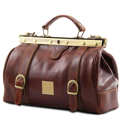 The Tropical Duchess Tuscany Leather  TL BAG MONALISA TL10034 Doctor Gladstone Leather bag With Front Straps  in Natural