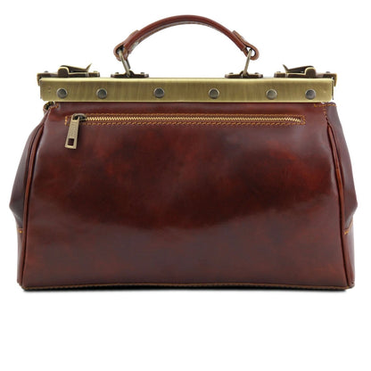 The Tropical Duchess Tuscany Leather  TL BAG MONALISA TL10034 Doctor Gladstone Leather bag With Front Straps  in Natural