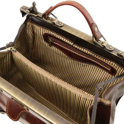 The Tropical Duchess Tuscany Leather  TL BAG MONALISA TL10034 Doctor Gladstone Leather bag With Front Straps  in Natural