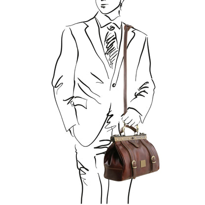 The Tropical Duchess Tuscany Leather  TL BAG MONALISA TL10034 Doctor Gladstone Leather bag With Front Straps  in Natural