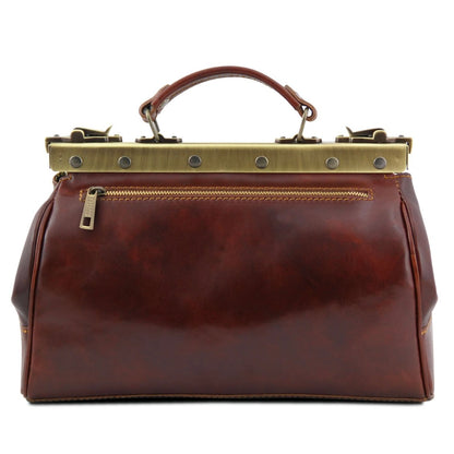 The Tropical Duchess Tuscany Leather  TL BAG MONALISA TL10034 Doctor Gladstone Leather bag With Front Straps  in Dark Brown