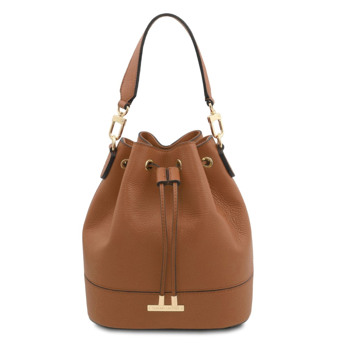 Branded handbags for women Leather Bucket bag TL BAG TL142146 in Cognac