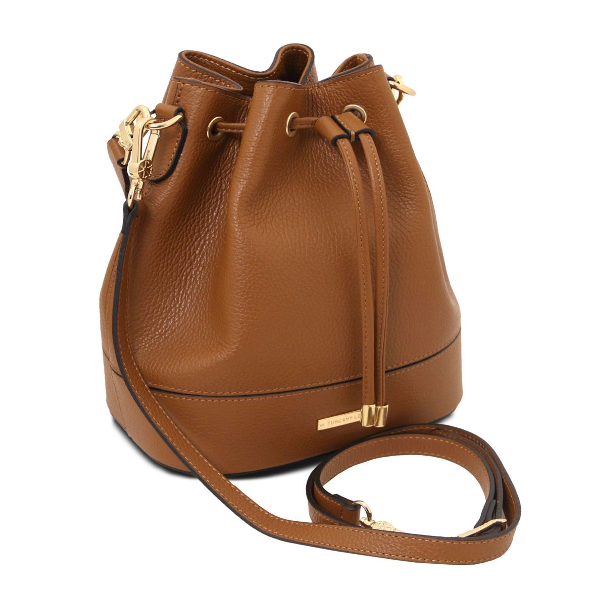 Branded handbags for women Leather Bucket bag TL BAG TL142146 in Cognac