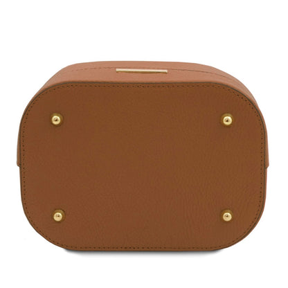 Branded handbags for women Leather Bucket bag TL BAG TL142146 in Cognac