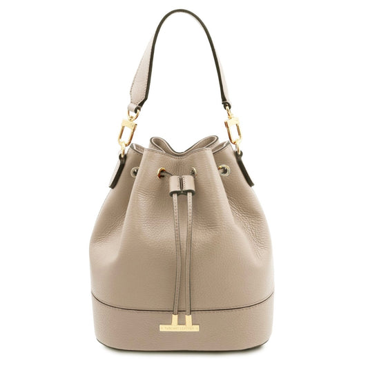 Branded handbags for women Leather Bucket bag TL BAG TL142146 in Light Taupe