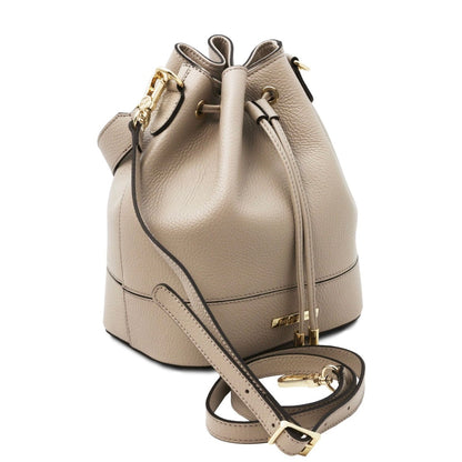 Branded handbags for women Leather Bucket bag TL BAG TL142146 in Light Taupe