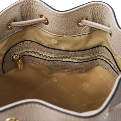 Branded handbags for women Leather Bucket bag TL BAG TL142146 in Light Taupe