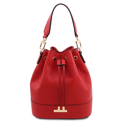 Branded handbags for women Leather Bucket bag TL BAG TL142146 in Lipstick Red