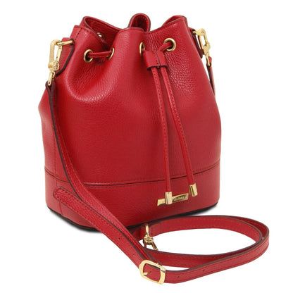 Branded handbags for women Leather Bucket bag TL BAG TL142146 in Lipstick Red