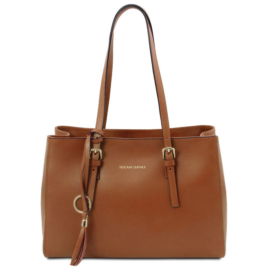 Quality Handbags Leather Shoulder bag TL BAG TL142037 in Cognac